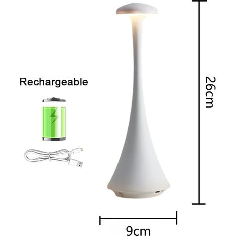 Lampe de bureau tactile LED (blanche), veilleuse de bureau, lampe de lecture sans fil rechargeable (1/5)