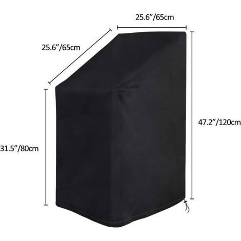 Housse de Protection pour Chaise de Jardin Empilables Imperméable YANGBAGA 65 x 65 x 80/120 cm noir HOUSSE POUR MEUBLES DE JARDIN (1/3)