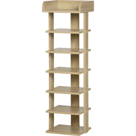 Étagère à chaussures en bois pour 6 paires, rangement mural 32x30x104cm
