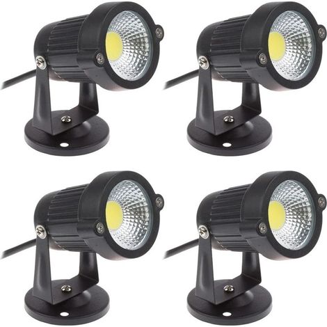 Lot de 4 Spot LED Cob 5W 220V Spots Jardin Orientables Luminaires Extérieur Jardin Terrasse(Blanc Froid) (1/5)