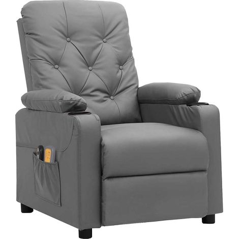 Maison Exclusive - Poltrona Massaggiante Elettrica Grigio Similpelle (1/5)