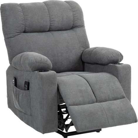 Sillón para TV con ayuda para ponerse de pie, altura regulable, inclinación de 135°, con 3 modos, 8 puntos de masaje, mando a distancia, 144 x 91 x 88 cm, gris (1/5)