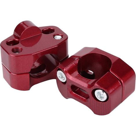 Rehausseur de guidon de moto en alliage d'aluminium 28 mm (1 1/8") avec fixations pour guidon large, rouge