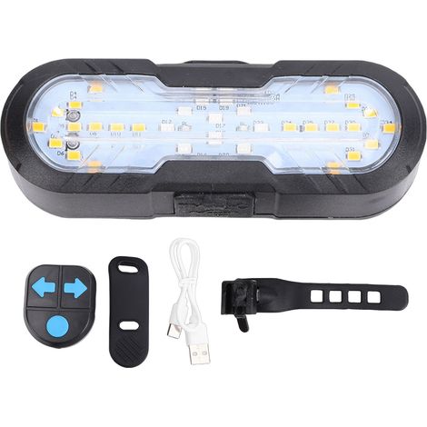 Feu arrière vélo avec clignotants et klaxon, télécommande sans fil, recharge USB Type C, éclairage LED sécurité nuit (1/5)