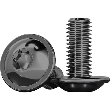 20 Pièces M6x16mm Vis à Tête Bombée à Embase, Vis Torx Noir Tête Bombée ISO 7380-2 à Embase Acier Inoxydable A2 V2A Filetée Filetage Complet Avec Rondelle (1/5)
