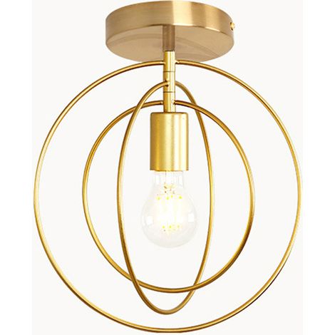 NORCKS Lámpara de Techo Sencilla para Interiores Lámpara de Araña Redonda Creativa Plafones Moderna Pantalla Giratoria Oro (1/5)