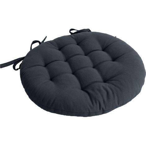 Galette de Chaise Piquée Uni "Panama" 38cm Anthracite