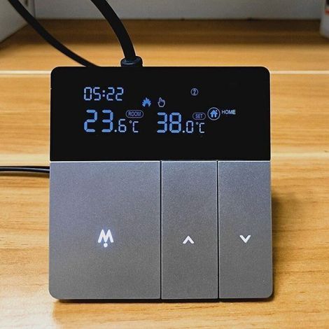Thermostat - Wifi - Commande Tactile - Programmable - Pour Chauffage Au Sol - 5500 W - 16 A - 86 X 41 Mm - Gris