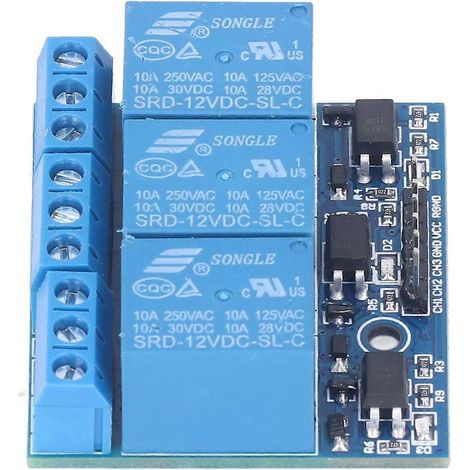 3-Kanal-Relaismodul, Hochspannungsrelaisplatine mit isoliertem Optokoppler, High-Low-Pegel-Trigger, 12 V