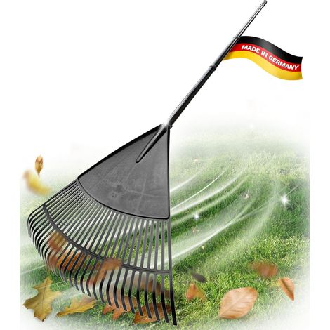 Râteau à feuilles avec manche enfichable et vissable en 4 parties, balayeuse à feuilles avec 30 dents en plastique, largeur de travail du râteau 75