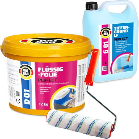 HALBAU Dichtset für Duschabdichtung Bad Abdichtung Dichtband Flüssigfolie 12kg H28 (1/5)