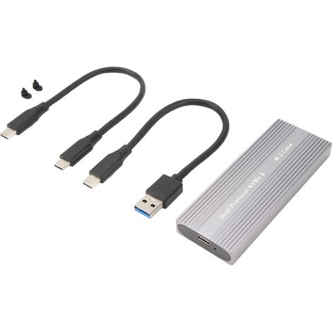 Boîtier SSD M.2 NVMe PCIe NGFF SATA USB-C 10Gbps UASP sans outil, compatible 2230/2242, câbles A vers C inclus (1/5)