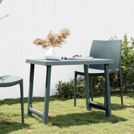 Table de camping et jardin verte 79x56x64 cm en PP aspect bois avec trou de parasol - PANGIVO (1/5)