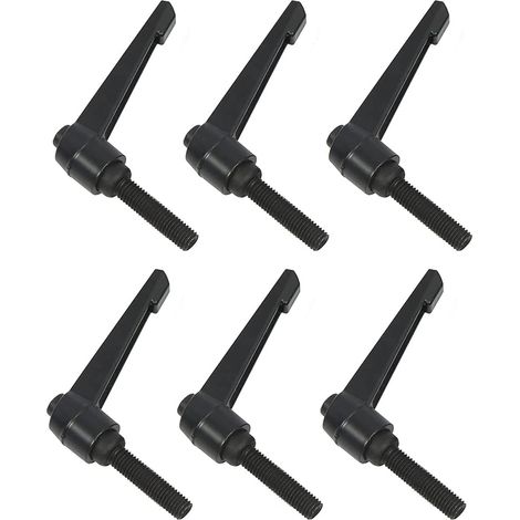 6 Pièces - Poignée de serrage - Levier de réglage - Filetage mâle M6 - Pour machines-outils et équipements industriels - Noir - 25mm (1/5)