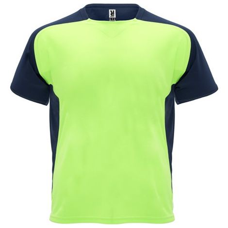 Camiseta técnica de manga ranglán y cubrecosturas a tono BUGATTI ROLY 8 Verde Fluor/Marino
