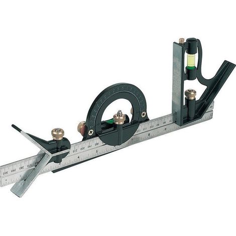 SET SQUADRE SQUADRA COMBINATE CON LIVELLA METRICA LAMA ACCIAIO 300 MM 849 SILV