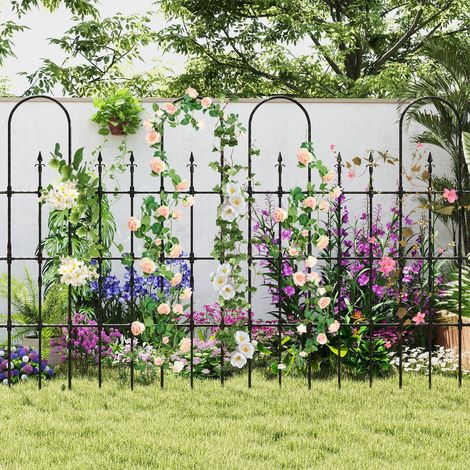 Grille de Jardin Métallique Enduite PE 146 x 186 cm, Treillis Arche pour Plantes Grimpantes, Tomates Concombre Fleurs, Clôture Décorative Anti-Rouille (1/5)