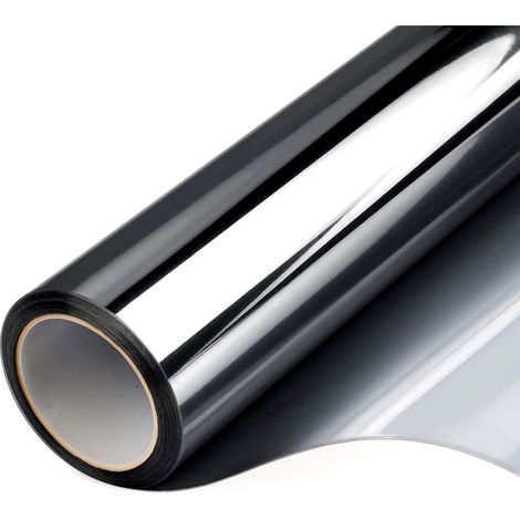Film pour vitres - Protection solaire et intimité - 1 pièce - Noir et argent - 30 x 220 cm (1/5)