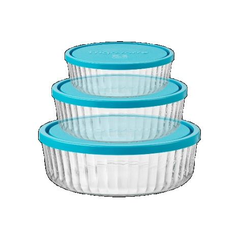 Set 3 Pezzi Contenitore Frigoverre Brillante Tondo 12 + 15 + 18 cm (1/2)