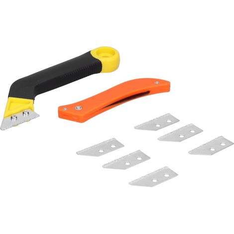 Scie à joint coudée pour carrelage et sols avec lames de nettoyage pour joints de fenêtres et portes (1/5)