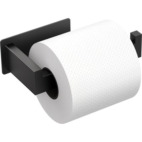 Support Papier Toilette - Lot de 2 - Acier Inoxydable SUS304 - Fixation Adhésive Sans Perçage - Salle de Bain et Cuisine - Noir (1/5)