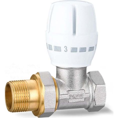 Robinet thermostatique droit 3/4 pour radiateur, robinet de régulation de température manuel droit pour dissipateur thermique (DN20) (1/5)