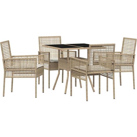 Maison Exclusive - Set da Pranzo per Giardino 5 pz Beige polyrattan (1/5)