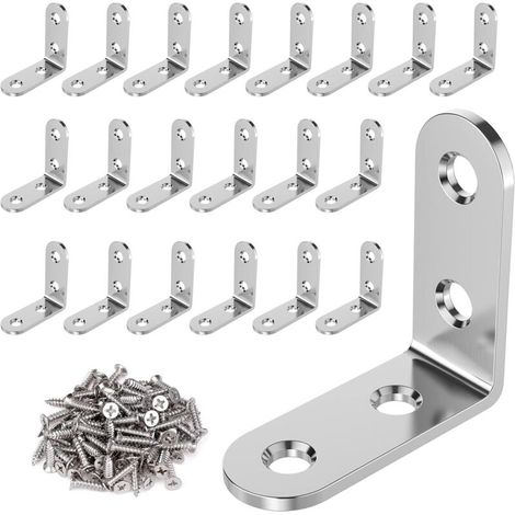 20 équerres d’angle inox 40x40x16 mm avec vis – – Renforts pour meubles. étagères. tables. armoires. résistantes à la corrosion et faciles à installer (1/5)