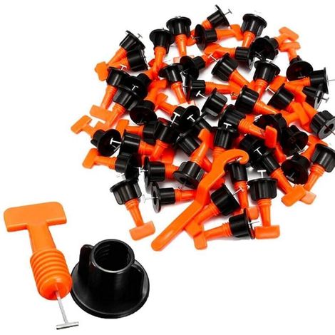 Système de nivellement de carreaux 50pcs Pack entretoises de niveleurs de carreaux réutilisables pour la construction de murs de sols + clé spéciale (1/5)