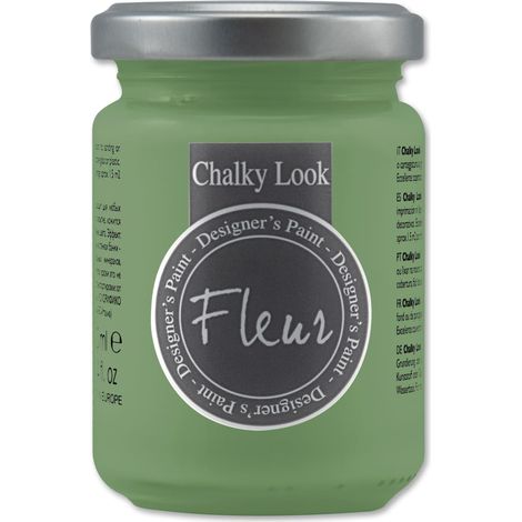 FLEUR DESIGNER'S PAINT  Pittura ad Acqua, Effetto Gesso Naturale, Extra Opaca, Fleur Chalky F51, Colore Welcome Green, Made in Italy, Formato da 130 ml (1/4)