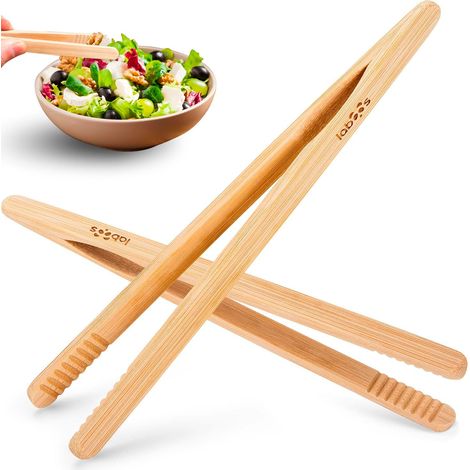 Küchenzange aus Bambus – 2er-Set – 20,8 cm – Natur – Hitzebeständig – Für Toaster und Backofen geeignet (1/5)