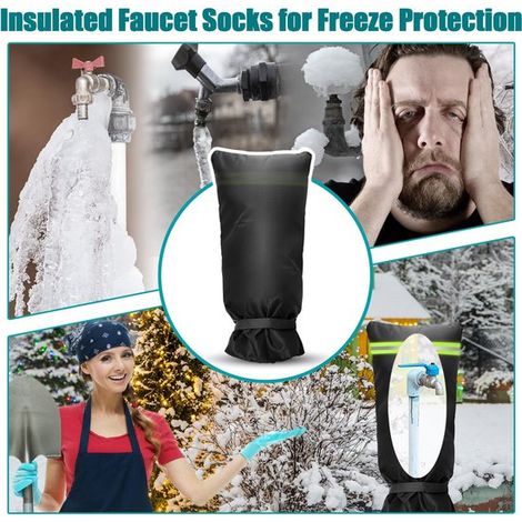 Copertura invernale per rubinetto esterno in 2 pezzi, protezione antigelo per rubinetti da giardino, impermeabile con strisce riflettenti, adatta per il mei (1/2)