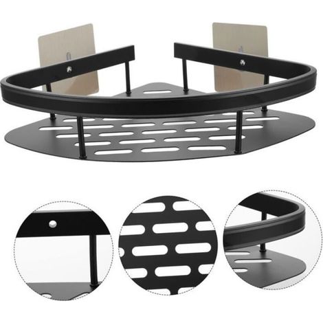 Étagère D'angle - Alliage D'aluminium - Pour Salle De Bain - Noir - 22 X 29 X 5 5 Cm (1/4)