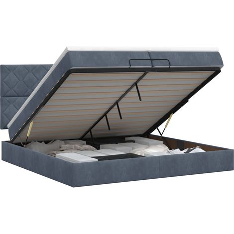 Letto ottomano con materasso Grigio Scuro 200 x 200 cm Velluto vidaXL (1/5)
