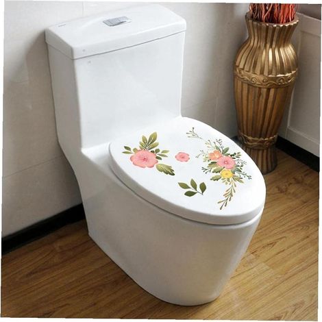 Set mit Blumenaufklebern für Toiletten/Türen, Wandtattoos, Badezimmerdeko-Zubehör