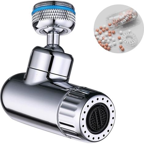 Filtre robinet cuisine argent, embout aérateur pivotant avec mousseur, rallonge douchette pour robinet, économiseur d'eau, accessoire sanitaire inox, kit filtration universel. (1/5)