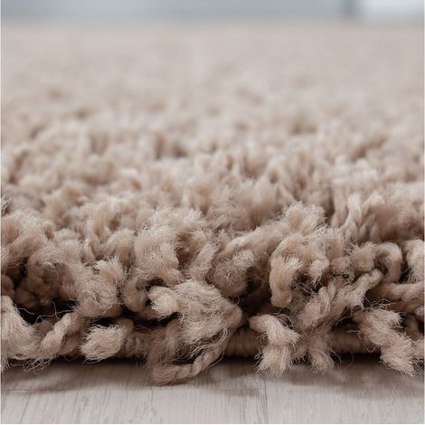 Tapis uni shaggy rond Bright Beige Ø 120 (1/5)