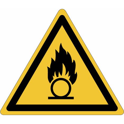 Cartelli ISO 7010 "Sostanze comburenti" - W028 - Numero Pezzi: 10 pezzi - Misura: 100mm x 100mm
