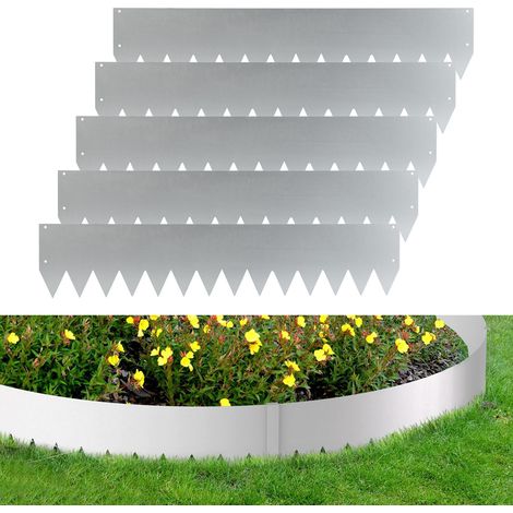 Jiubiaz Bordure de pelouse Bordure de jardin Palissade anti-racines Protection des plantes Acier 100x20cm 80m Argent (1/5)