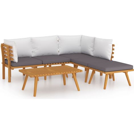 Mobili da giardino mobili da esterno Set di mobili da 6 pezzi con cuscini in legno massello di acacia 020016658