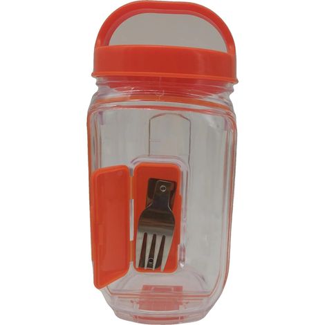 Ciotola per insalata a quattro scomparti, portatile e riutilizzabile, colore marrone oliva. (1/2)