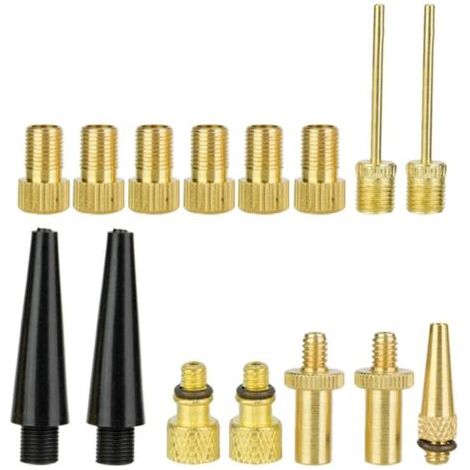 Kit de 15 convertisseurs de valves d'air pour pompe à vélo, adaptateurs de valves en cuivre pour vélo SV AV DV (1/5)