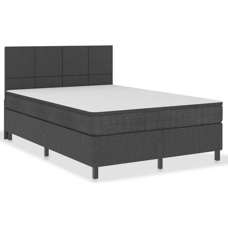 Sommier tapissier - Sommier pour Adulte et Enfant - Gris foncé Tissu 140x200 cm BV381683 - BonneVie (1/5)