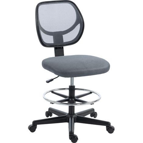 Chaise Bureau Sainteval Assise Haute Réglable Ergonomique Tissu Maille Gris