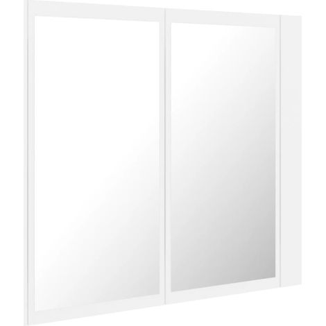 Armoire salle de bain à miroir led 60 x 12 x 45 cm acrylique blanc (1/4)