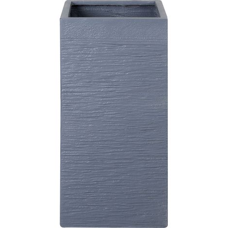Vaso da Fiori Quadrato Grigio Fibra di Vetro e Argilla 33 x 33 x 70 cm Dion
