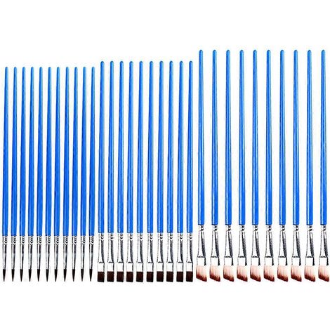 Lot de 30 pinceaux multifonctions pour la peinture à l'aquarelle, pinceaux professionnels pour la maison-17.5X0.8CM-Blue