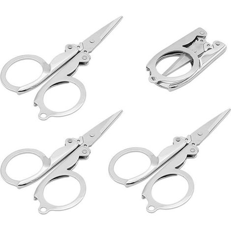 Ciseaux pliants - Inox - Mini ciseaux de poche - 4 pcs - Antirouille - Portable - Design pliable (1/4)