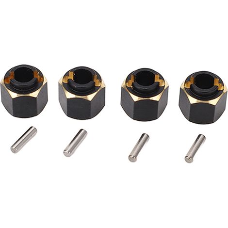 Lot de 4 adaptateurs hexagonaux en laiton pour moyeu RC, compatibles Traxxas TRX4M 1/18 mini voiture de grimpe, couleur noir et or. (1/5)