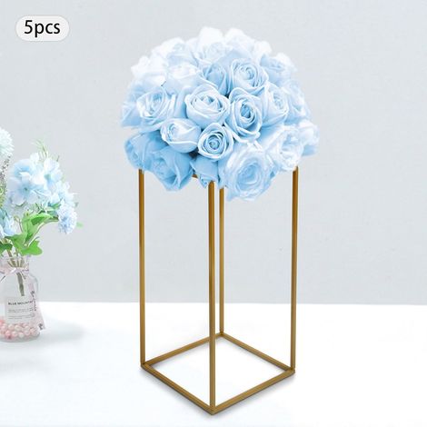 5 Stück Gold Blumenständer Metall, Hochzeitsvase Blumensäule Rechteckige, Goldvasen Säule Dekosäule Pflanzenständer für Hochzeit Herzstück Tische Wohnzimmer Cafe, 28 28 60cm